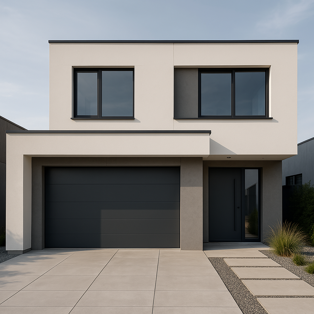 Technician installing custom garage door